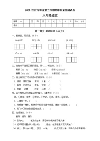 六年级语文下册期中质量检测试A卷（部编版含答案）