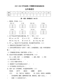 五年级语文下册期中质量检测试B卷（部编版含答案）