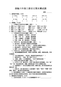 部编版六年级上册语文期末测试题（word版   无答案）