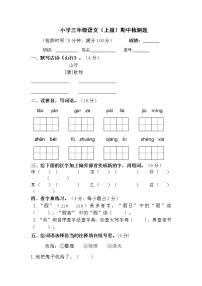 小学三年级语文上册期中检测试题卷含答案（部编版统编教材）