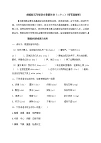 【假期提升】2022年精品五升六语文暑假作业（二十二）-人教部编版（含答案，含解析）