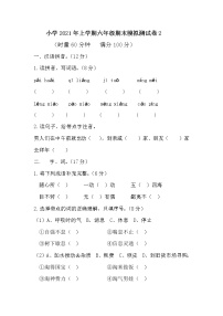 湖南小学2021年六年级毕业期末模拟测试卷2