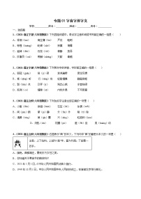 专题01字音字形字义-原卷版-2020-2021学年浙江省各地六年级下册（小升初）语文期末真题分类汇编