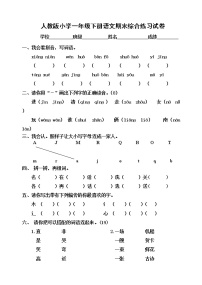 部编版语文一年级下册期末综合练习试卷（无答案）