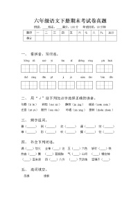 六年级下册语文试题 期末真题测试卷 部编版 含答案