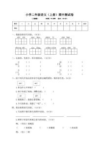 二年级上册语文试题-期中测试卷13 人教部编版（ PDF版含答案）