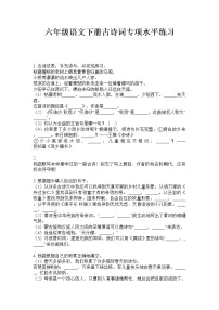 六年级下册语文试题 古诗词专项训练试题（无答案）部编版