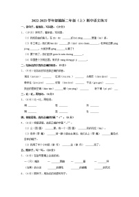 2022-2023学年部编版二年级（上）期中语文练习 (7)（含答案）