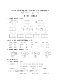 2022年上学期江苏盐城名小二年级语文11月自我提优练习（有答案）