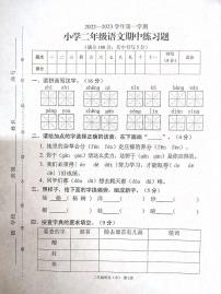 广东省阳江市阳春市2022-2023学年二年级上学期11月期中语文试题(无答案）