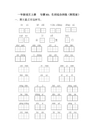 【期末专项】部编版语文一年级上册专项复习《专题03：生词综合训练》（含答案）