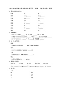 山东省泰安市东平县接山镇中心小学2022-2023学年二年级上学期期中语文测试题（有答案）