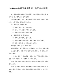 人教版部编本六年级下册语文期末复习第二单元应掌握知识考点整理