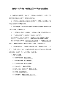 人教版部编本六年级下册语文期末复习第一单元应掌握知识考点整理