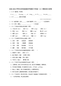 江苏省盐城市亭湖区2020-2021学年六年级（上）期末语文试卷