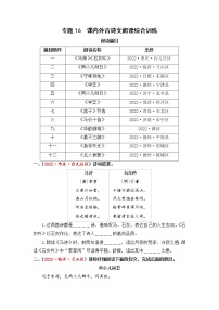 专题16课内外古诗文阅读综合训练-2023年小升初语文真题汇编（山东专版）