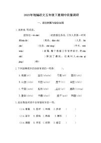 部编版语文五年级下册期中测试卷（三）（含答案）
