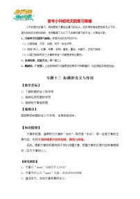 2023年小升初知识点复习 专题12 标题的含义与作用（学生篇+解析篇）