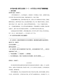 2022-2023学年部编版语文六年级下册小升初专题复习：现代文阅读（一）