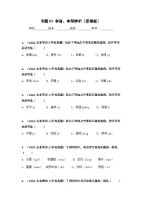 专题01 字音、字形辨析——【山东地区】2021+2022年小升初语文真题专项汇编（原卷版+解析版）