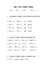 专题01 字音、字形辨析——【浙江地区】2021+2022年小升初语文真题专项汇编（原卷版+解析版）