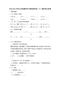 2020-2021学年山东省德州市宁津县四年级（下）期末语文试卷