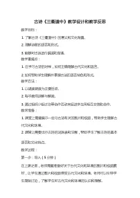 人教部编版三年级下册三衢道中教学设计及反思