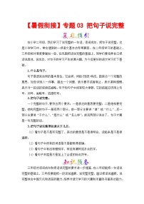 【暑假衔接】部编版语文二年级（二升三）知识点专题03 把句子说完整 （讲义+试题）（含答案）