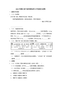 2023年浙江省宁波市奉化区小升初语文试卷（含答案解析）