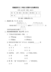 期中达标测试卷（试题）统编版语文二年级上册