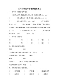 统编版语文四年级上册三升四语文 开学考试模拟练习（无答案）