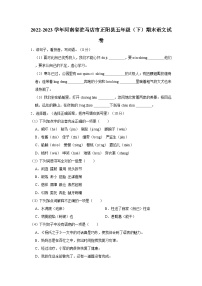 2022-2023学年河南省驻马店市正阳县五年级下学期期末语文试卷（含解析）