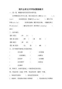 统编版语文五年级上册 开学考试模拟练习试题（无答案）