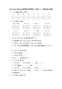 2022-2023学年山东省青岛市平度市一年级上学期期末语文试卷（含解析）