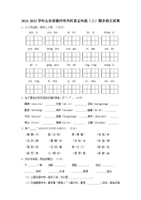 2021-2022学年山东省德州市齐河县五年级上学期期末语文试卷（含解析）