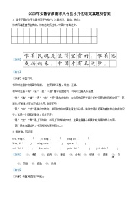 2023年安徽省淮南市凤台县小升初语文真题及答案