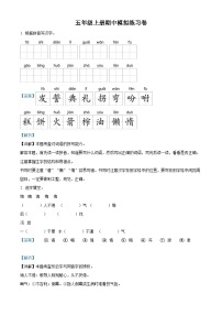 2023-2024学年部编版五年级上册期中模拟语文试卷 （二）（解析版）