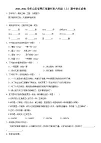 山东省枣庄市滕州市2023-2024学年六年级上学期期中语文试卷