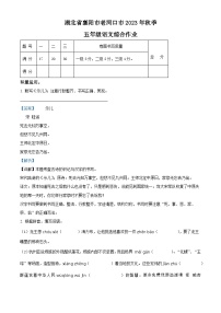 2023-2024学年湖北省襄阳市老河口市部编版五年级上册期中考试语文试卷（解析版）