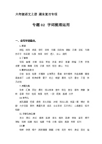 21、专题 02字词梳理及运用 （含答案）六年级语文上册期末复习专项部编版