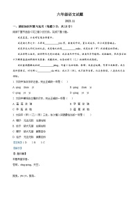 山东省淄博市周村区（五四制）2023-2024学年六年级上学期期中语文试题（解析版）