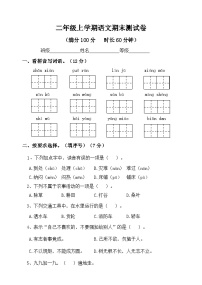 期末测试卷（试题）-统编版语文二年级上册