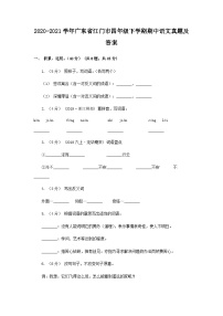 2020-2021学年广东省江门市四年级下学期期中语文真题及答案