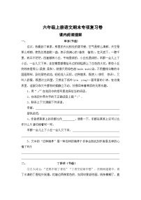 专题12：课内阅读理解-2023-2024学年六年级上册语文期末专项知识点（统编版）