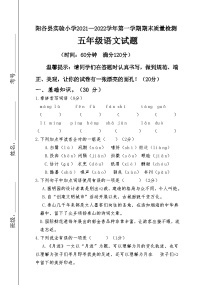 山东省聊城市阳谷县实验小学2021-2022学年五年级上学期期末质量检测语文试卷