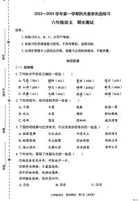 广东省深圳市龙岗区承翰学校2023-2024学年六年级上学期期末语文试卷