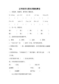 统编版五年级语文上册期末 质量检测卷（无答案）