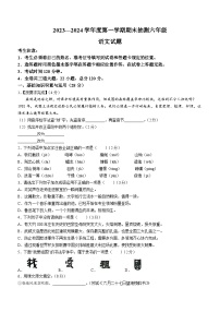 黑龙江省大庆市杜尔伯特蒙古族自治县2023-2024学年（五四学制）六年级上学期期末语文试题