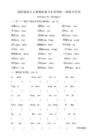 期末复习专项训练一拼音与字词（试题）四年级语文上册统编版