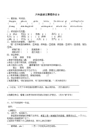 人教部编版小学六年级上册语文寒假作业9（复习旧知+课外积累+基础预习）（含答案）